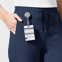 AURA Women's Glide Mid Rise Tapered Scrub Pant Navy back detail