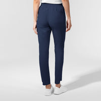 AURA Women's Glide Mid Rise Tapered Scrub Pant Navy back view