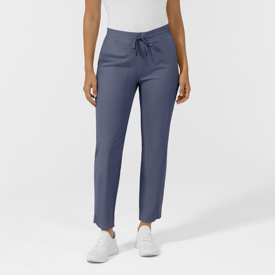 AURA Women's Glide Mid Rise Tapered Scrub Pant - Slate Blue