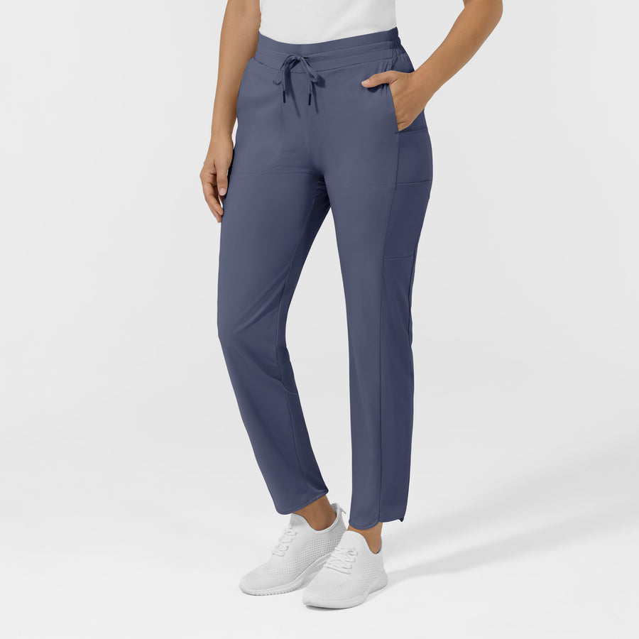 AURA Women's Glide Mid Rise Tapered Scrub Pant - Slate Blue