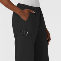 NURTUR Women's Straight Leg Cargo Scrub Pant Black side detail 2
