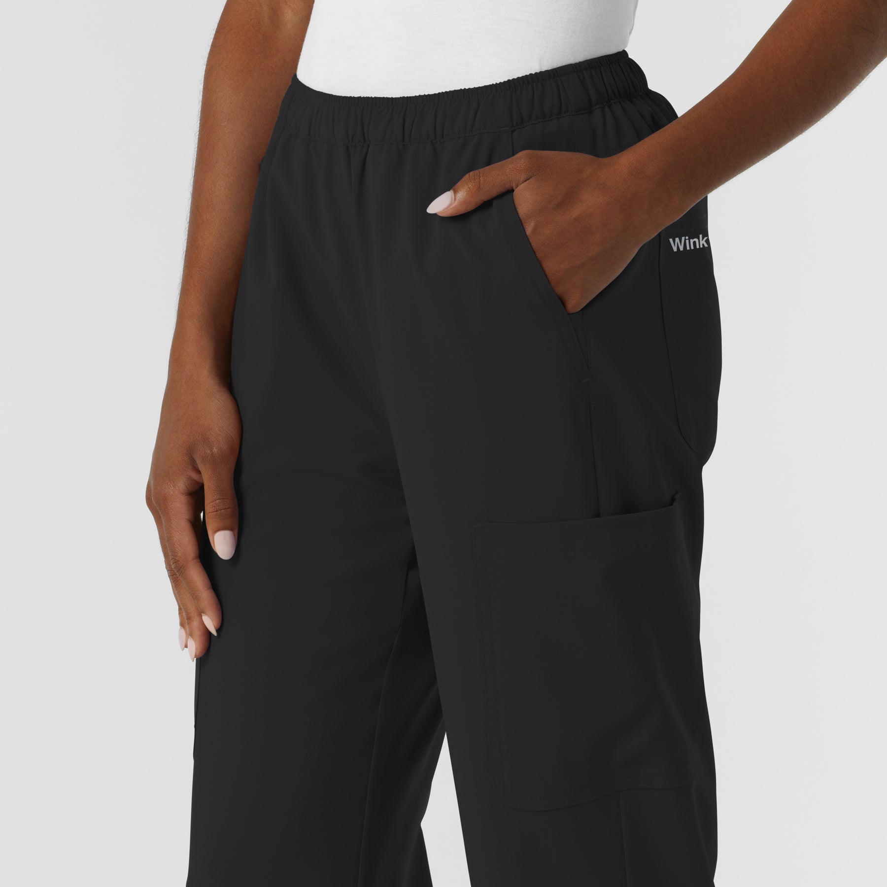 NURTUR Women's Straight Leg Cargo Scrub Pant Black hemline detail