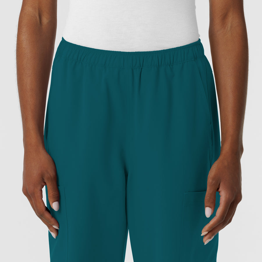 NURTUR Women's Straight Leg Cargo Scrub Pant Caribbean front detail