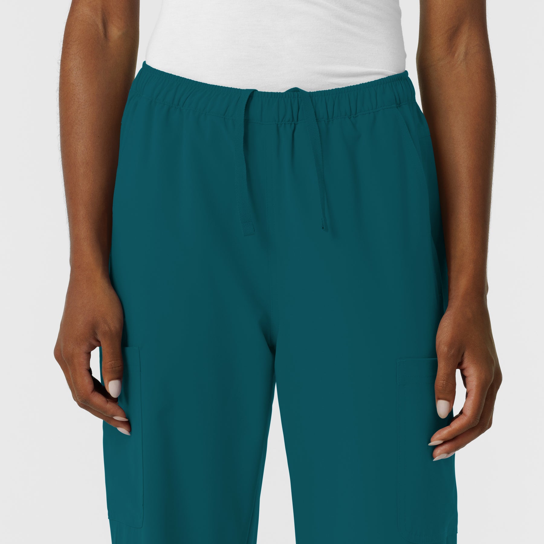 NURTUR Women's Straight Leg Cargo Scrub Pant Caribbean side detail 1