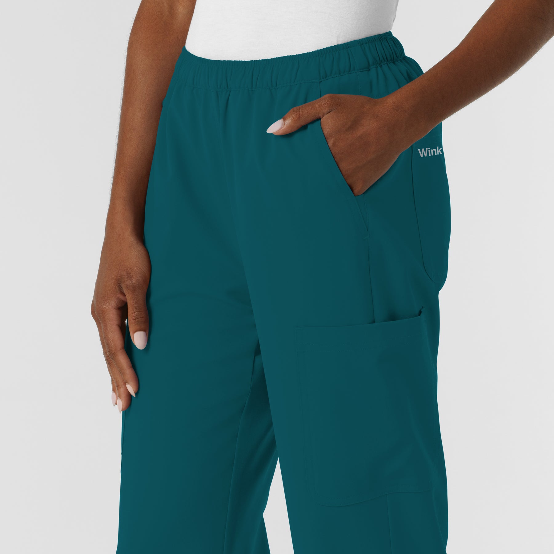NURTUR Women's Straight Leg Cargo Scrub Pant Caribbean hemline detail