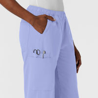 NURTUR Women's Straight Leg Cargo Scrub Pant Ceil Blue side detail 2
