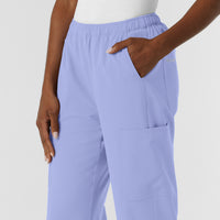 NURTUR Women's Straight Leg Cargo Scrub Pant Ceil Blue hemline detail