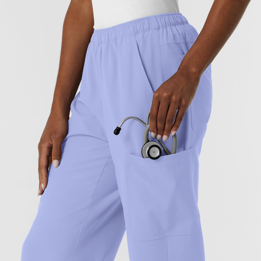 NURTUR Women's Straight Leg Cargo Scrub Pant Ceil Blue back detail