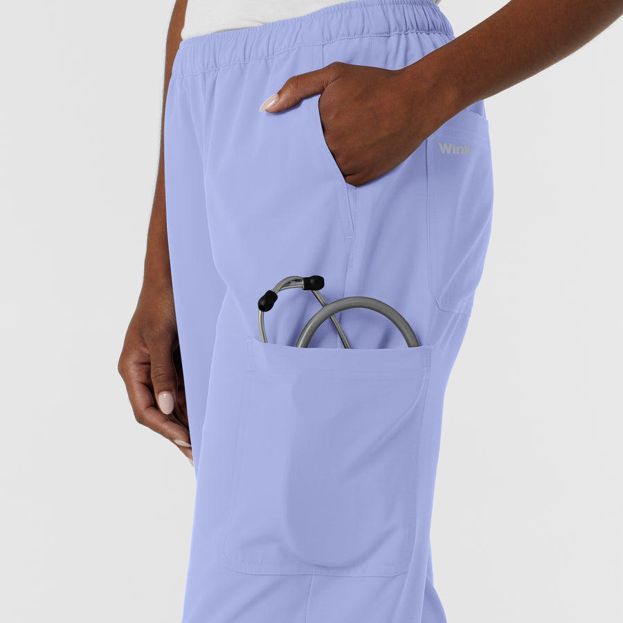 NURTUR Women's Straight Leg Cargo Scrub Pant - Ceil Blue