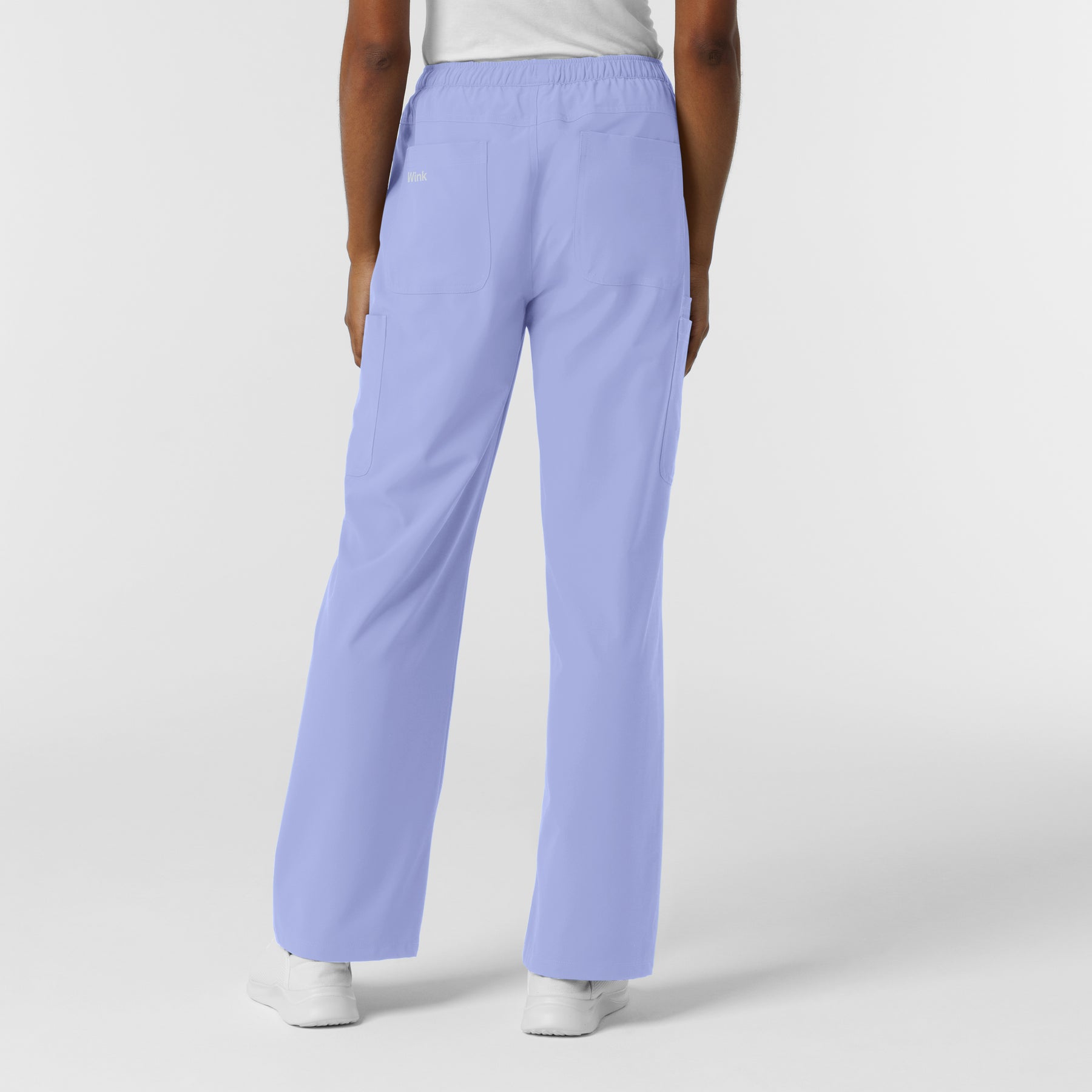 NURTUR Women's Straight Leg Cargo Scrub Pant Ceil Blue back view