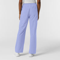 NURTUR Women's Straight Leg Cargo Scrub Pant Ceil Blue back view