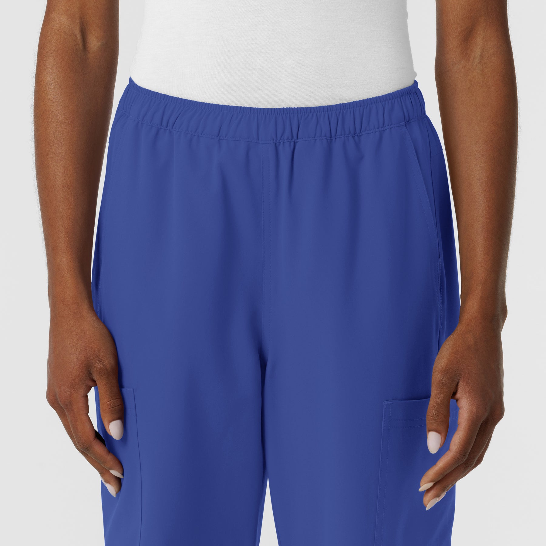 NURTUR Women's Straight Leg Cargo Scrub Pant Galaxy Blue front detail