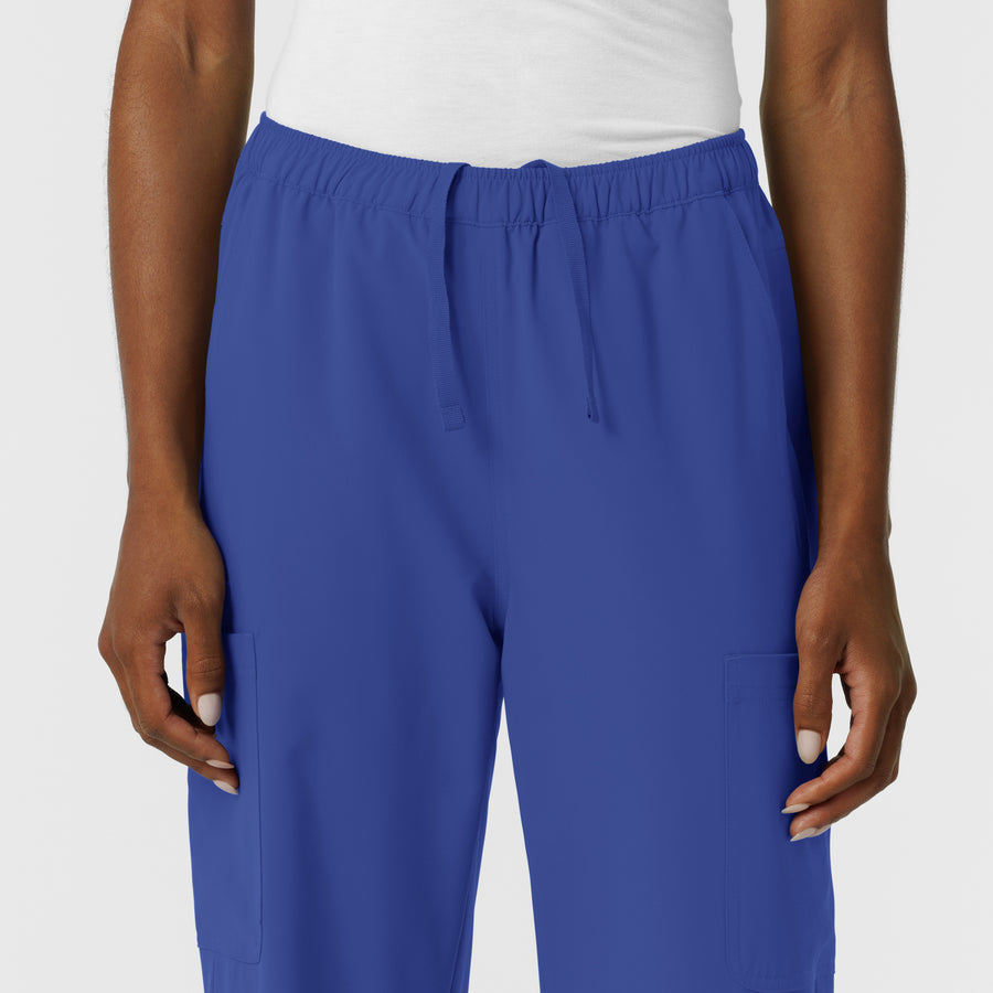 NURTUR Women's Straight Leg Cargo Scrub Pant Galaxy Blue side detail 1
