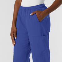 NURTUR Women's Straight Leg Cargo Scrub Pant Galaxy Blue hemline detail