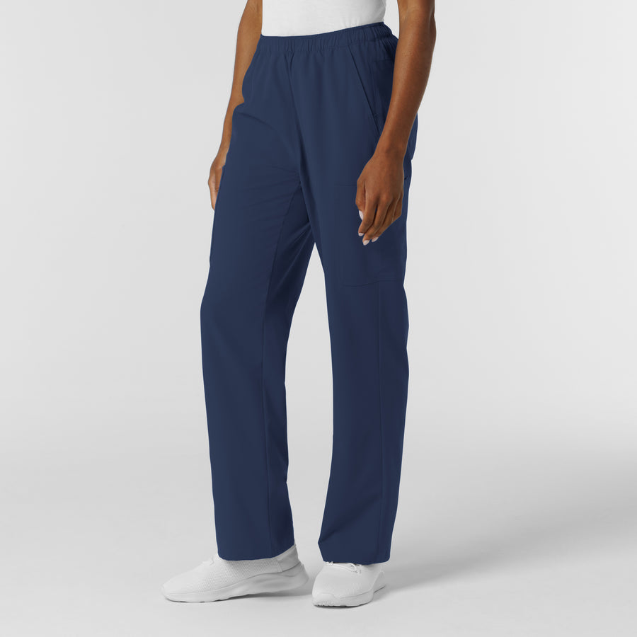 NURTUR Women's Straight Leg Cargo Scrub Pant Navy side view