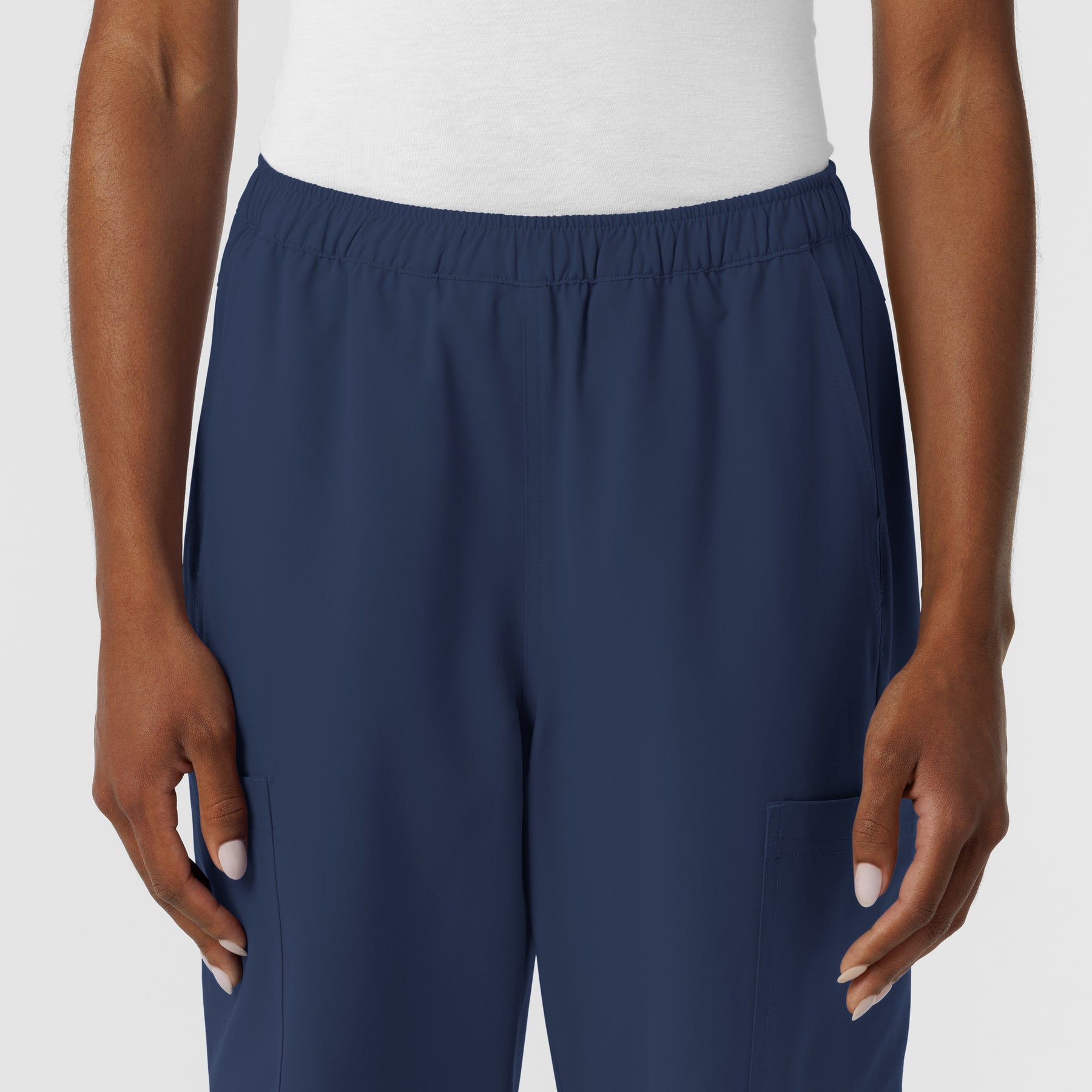 NURTUR Women's Straight Leg Cargo Scrub Pant Navy front detail
