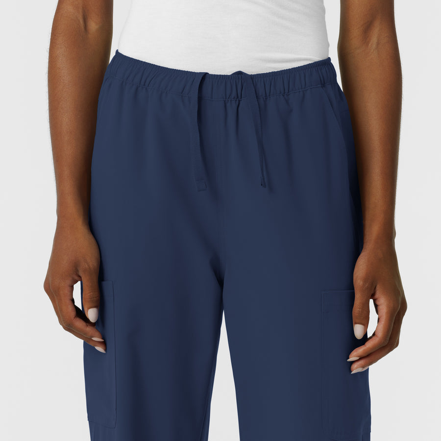 NURTUR Women's Straight Leg Cargo Scrub Pant Navy side detail 1