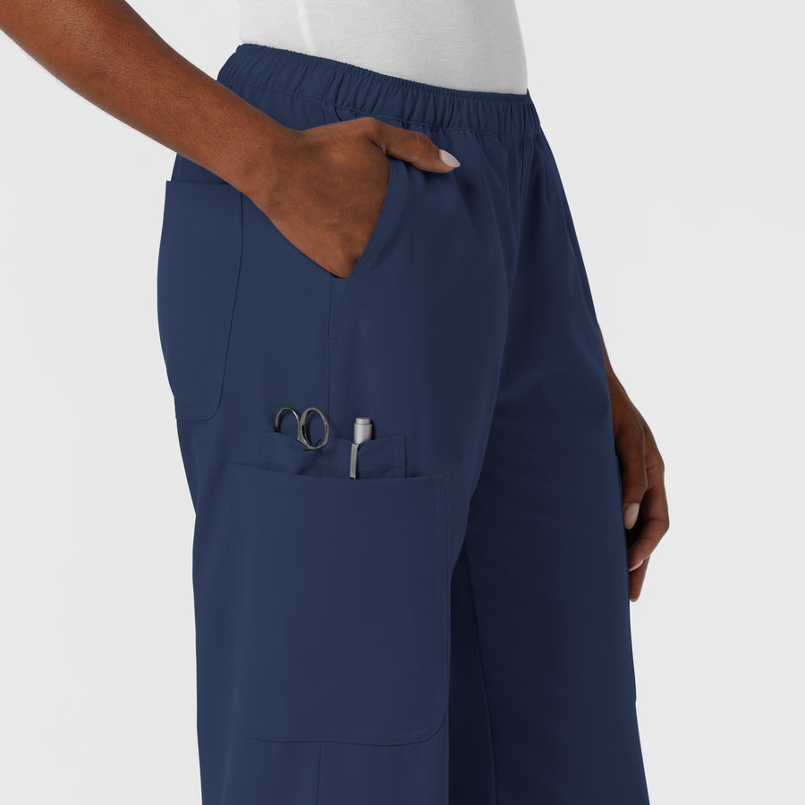 NURTUR Women's Straight Leg Cargo Scrub Pant Navy side detail 2
