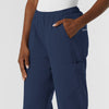 NURTUR Women's Straight Leg Cargo Scrub Pant Navy hemline detail