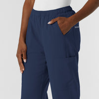NURTUR Women's Straight Leg Cargo Scrub Pant Navy hemline detail