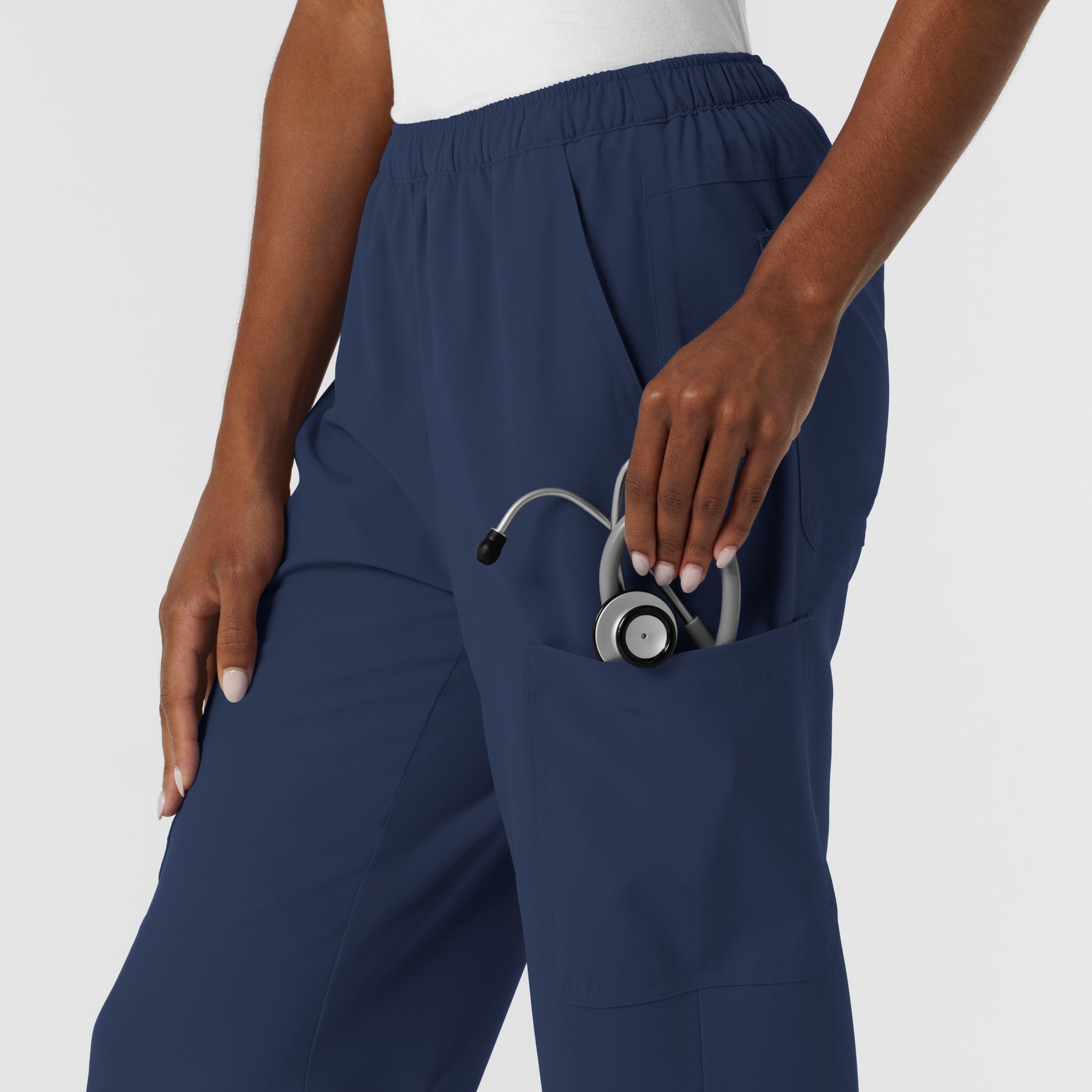 NURTUR Women's Straight Leg Cargo Scrub Pant Navy back detail