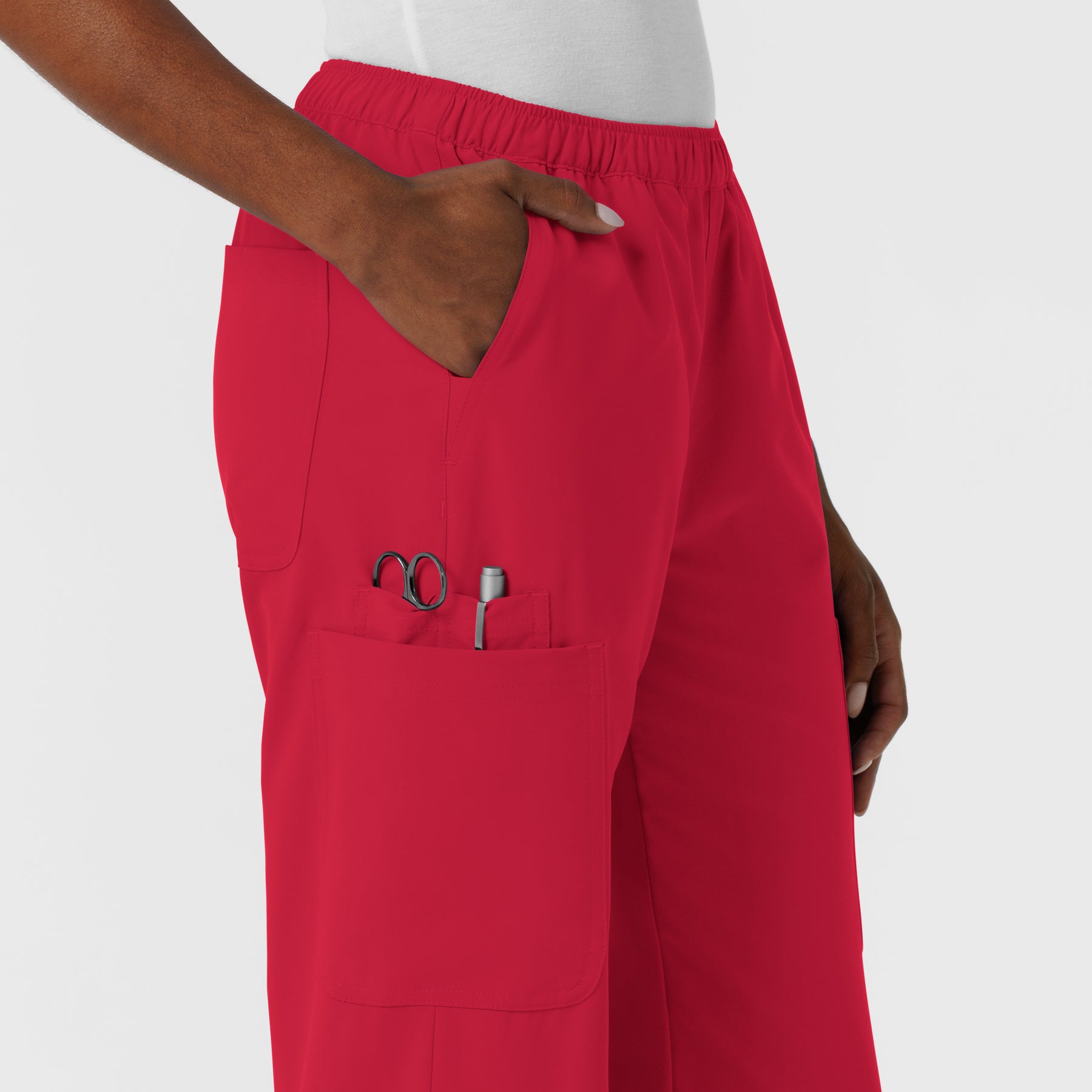 Nurtur Women's Straight Leg Cargo Scrub Pant - Red