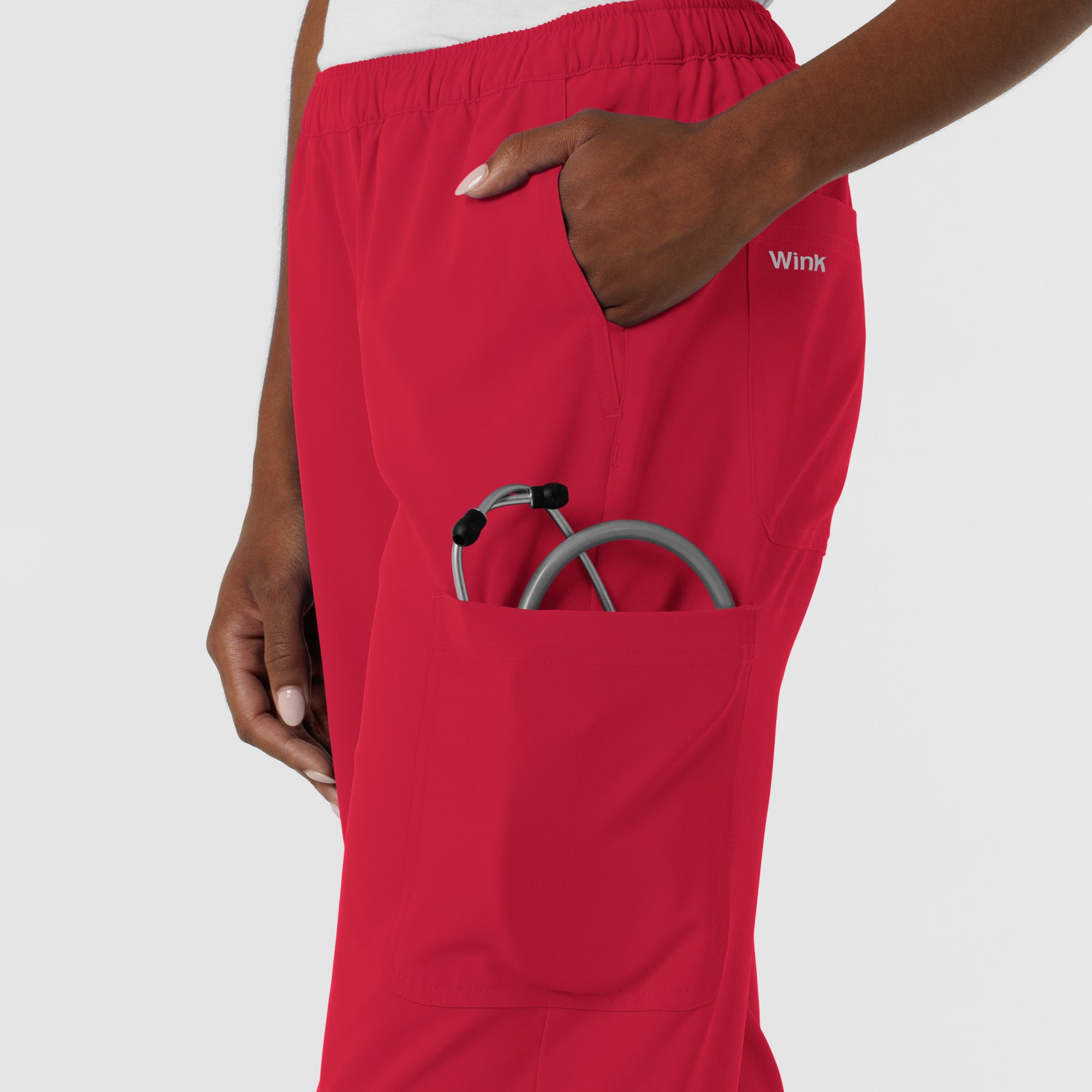 Nurtur Women's Straight Leg Cargo Scrub Pant - Red