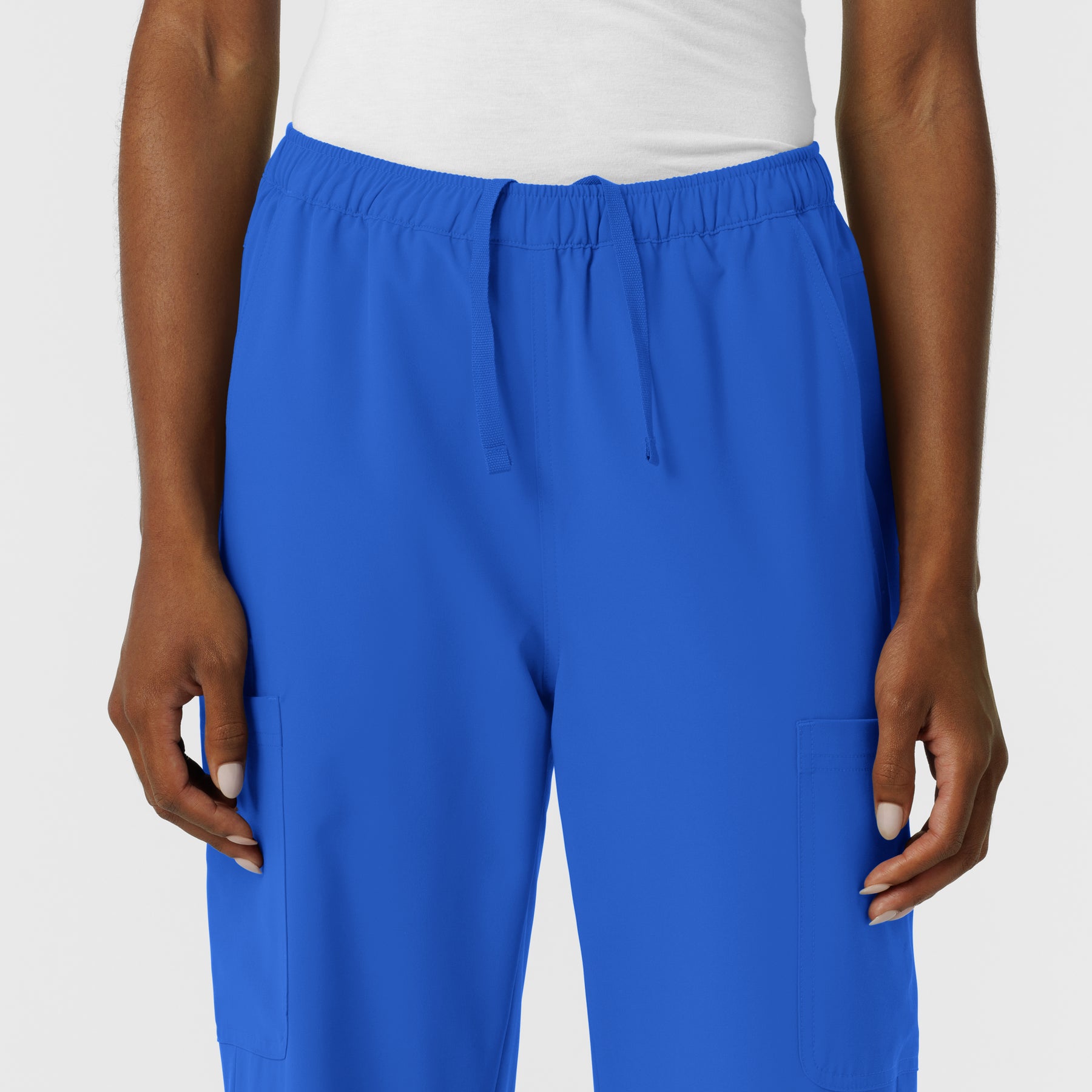 NURTUR Women's Straight Leg Cargo Scrub Pant Royal side detail 1