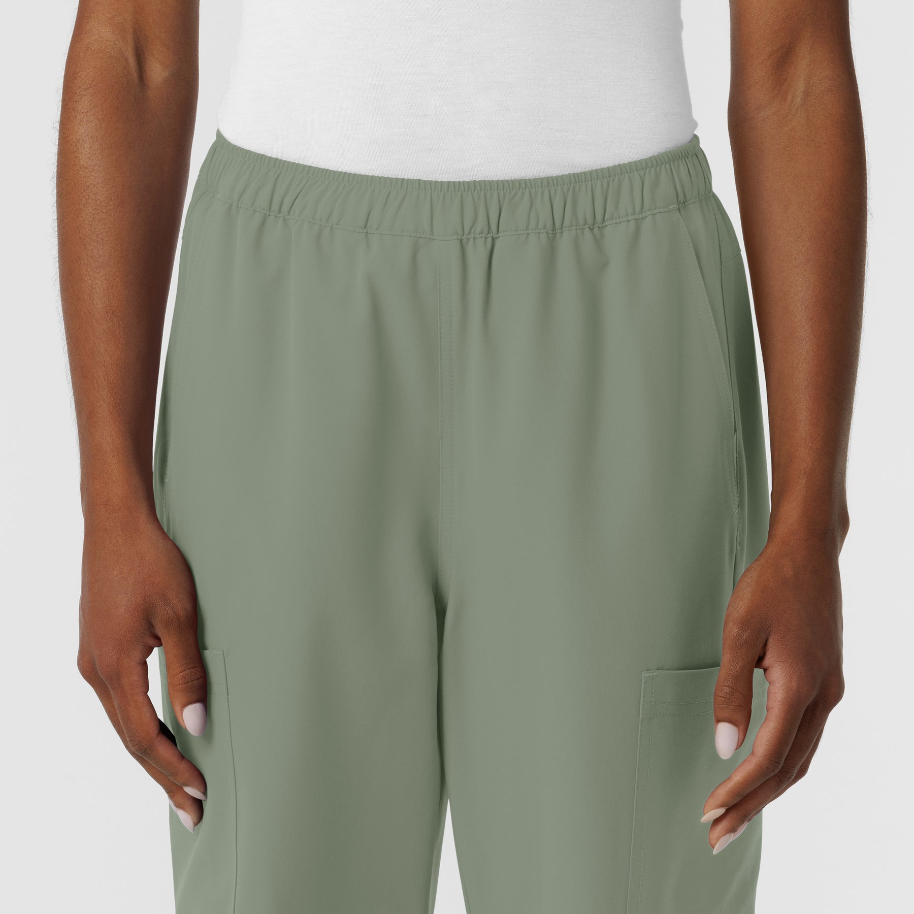NURTUR Women's Straight Leg Cargo Scrub Pant Sage front detail