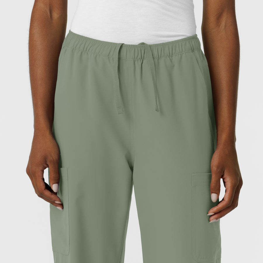 NURTUR Women's Straight Leg Cargo Scrub Pant Sage side detail 1