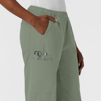 NURTUR Women's Straight Leg Cargo Scrub Pant Sage side detail 2