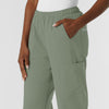 NURTUR Women's Straight Leg Cargo Scrub Pant Sage hemline detail