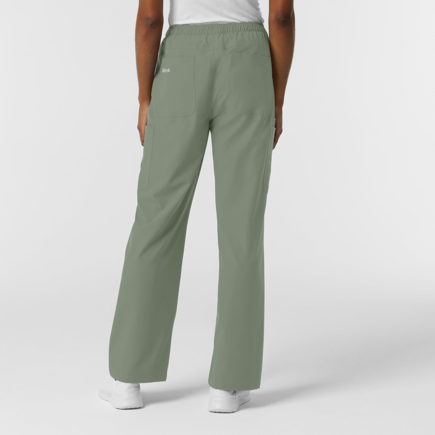 NURTUR Women's Straight Leg Cargo Scrub Pant Sage back view