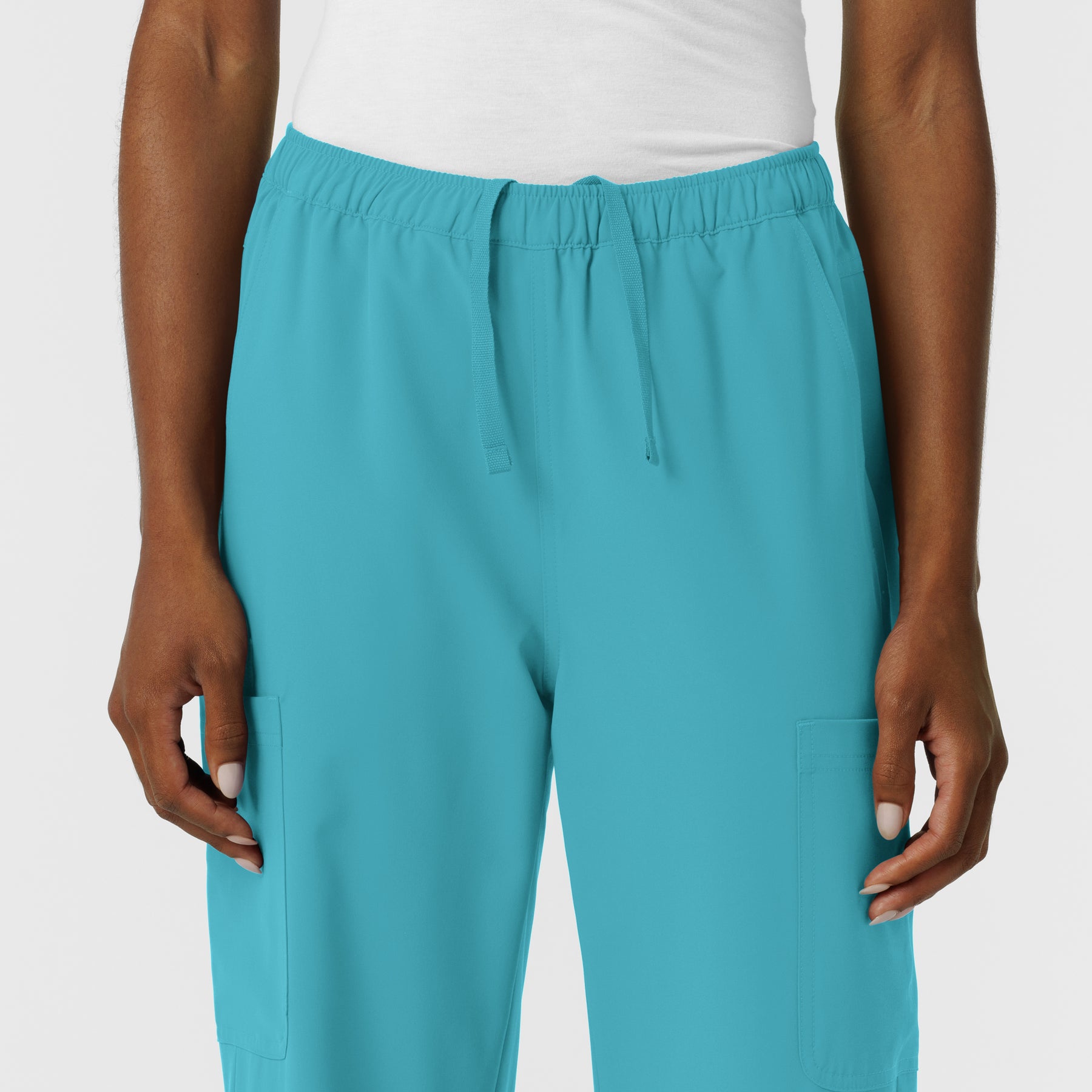 Nurtur Women's Straight Leg Cargo Scrub Pant - Teal Blue