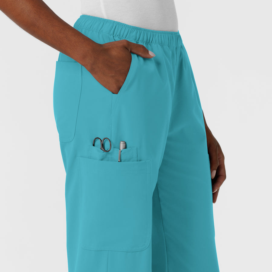 Nurtur Women's Straight Leg Cargo Scrub Pant - Teal Blue