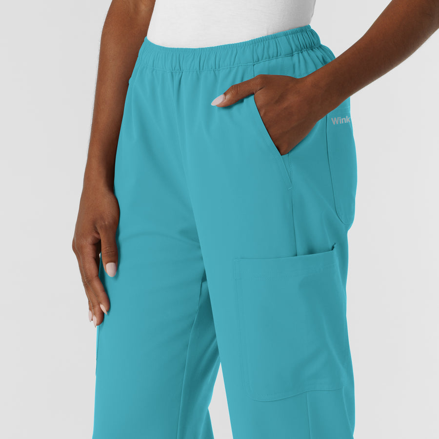 Nurtur Women's Straight Leg Cargo Scrub Pant - Teal Blue