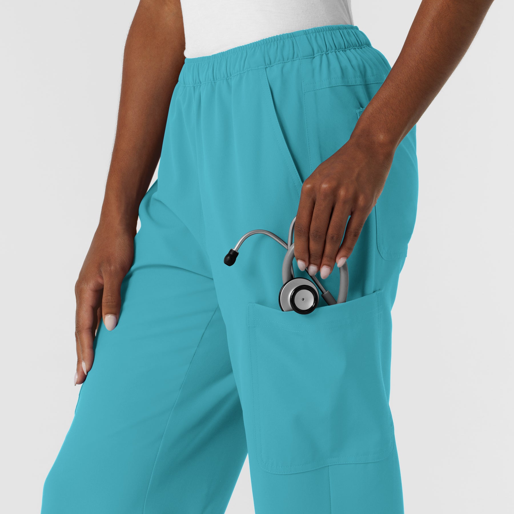 Nurtur Women's Straight Leg Cargo Scrub Pant - Teal Blue
