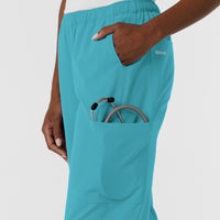 Nurtur Women's Straight Leg Cargo Scrub Pant - Teal Blue