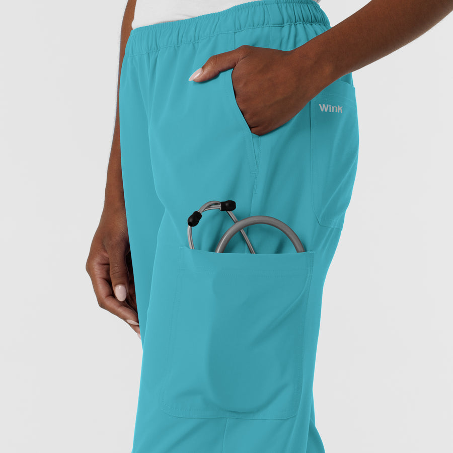 Nurtur Women's Straight Leg Cargo Scrub Pant - Teal Blue