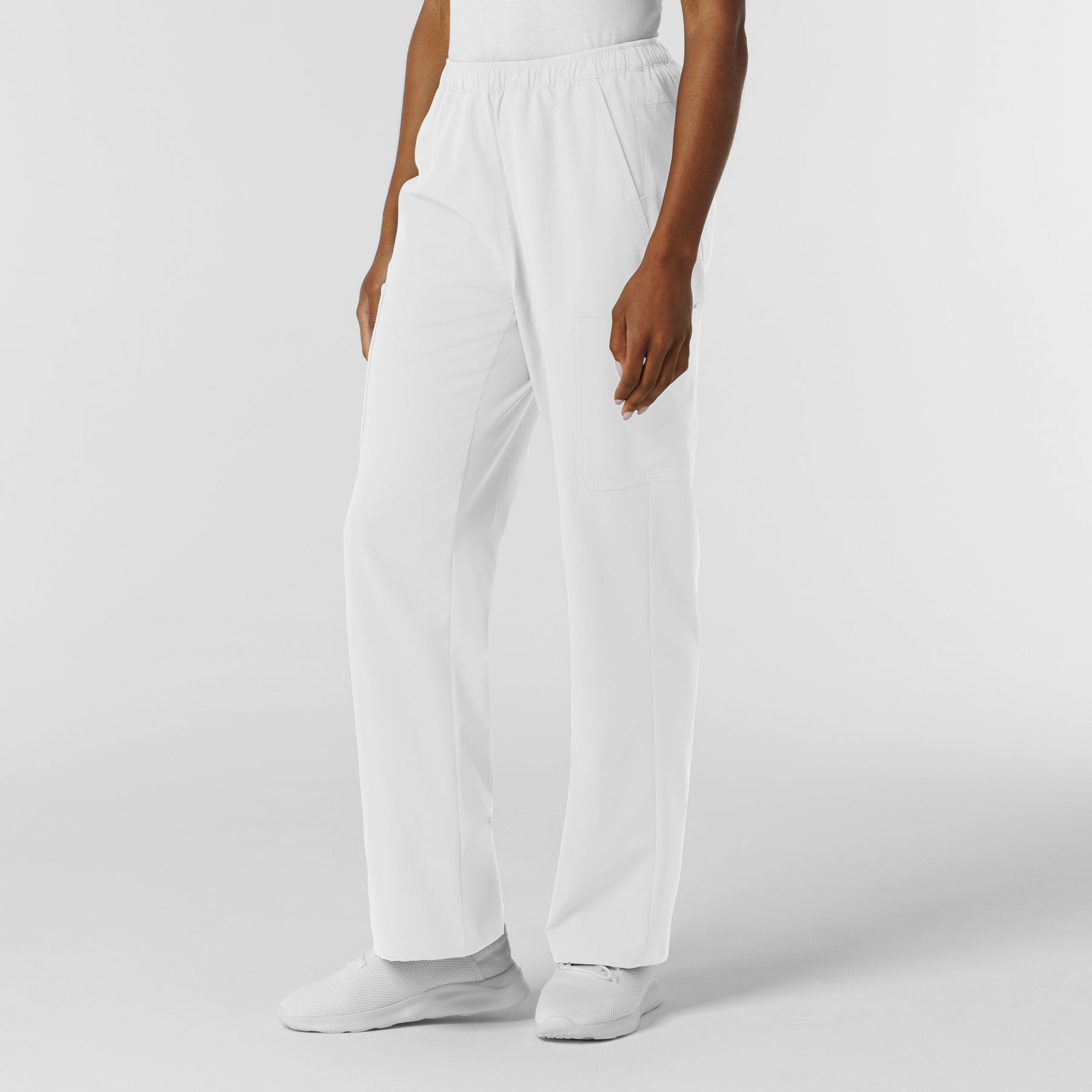 NURTUR Women's Straight Leg Cargo Scrub Pant White side view