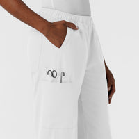NURTUR Women's Straight Leg Cargo Scrub Pant White side detail 2