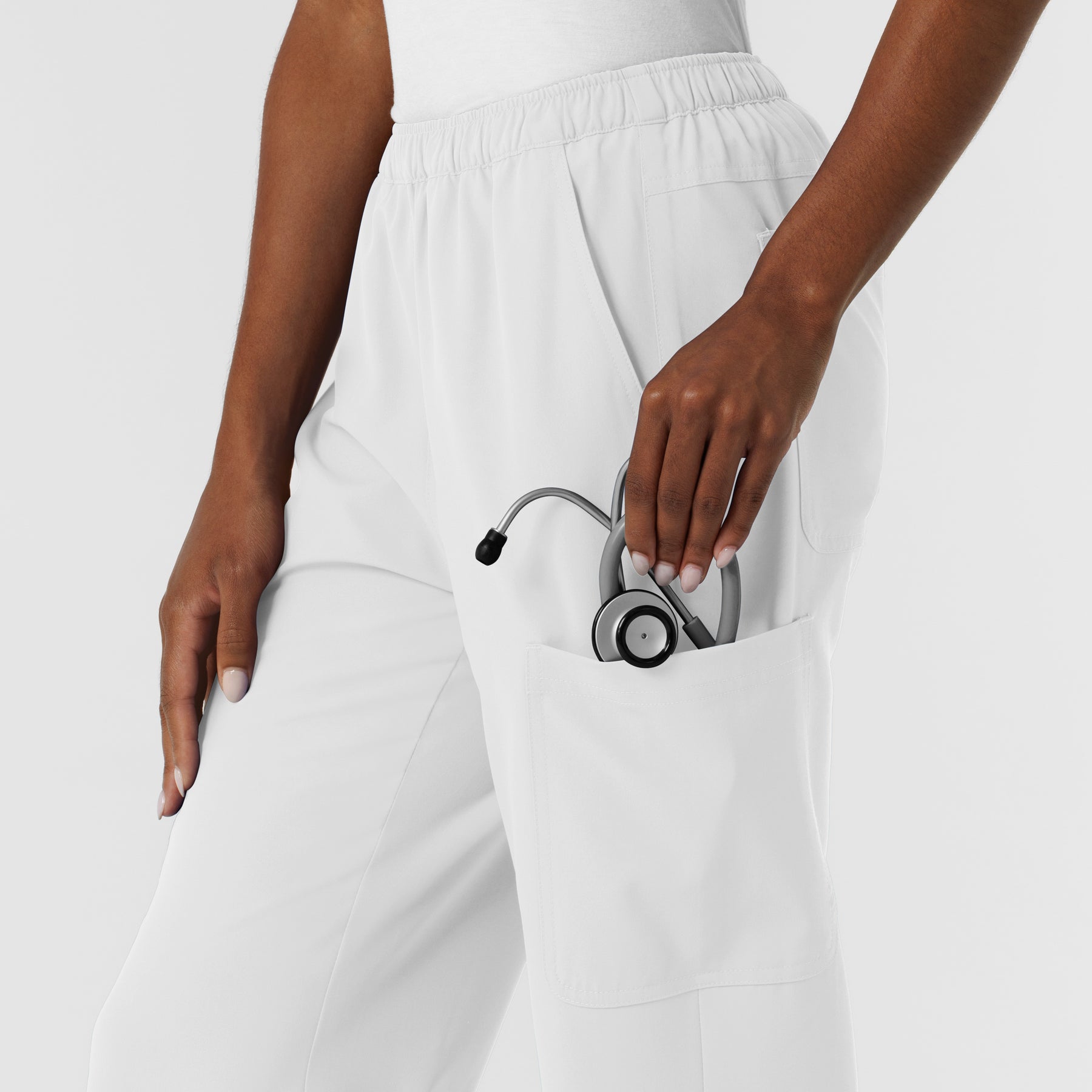 NURTUR Women's Straight Leg Cargo Scrub Pant White back detail