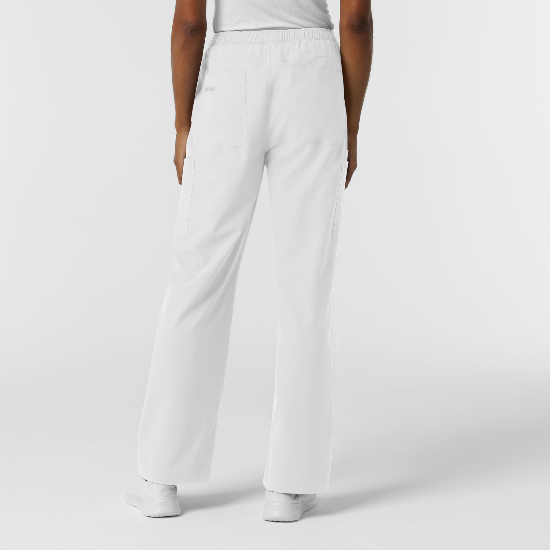 NURTUR Women's Straight Leg Cargo Scrub Pant White back view