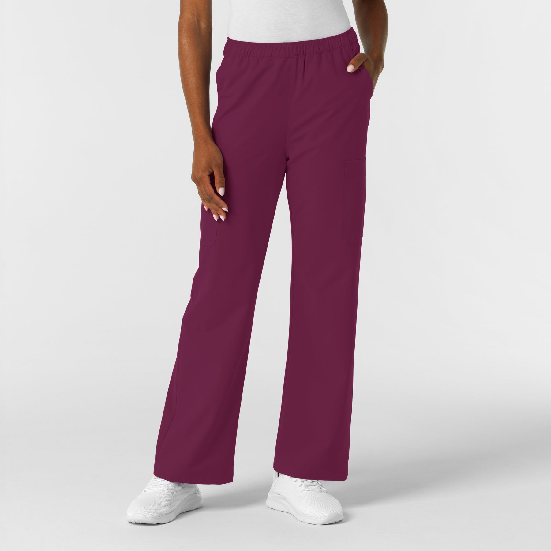 NURTUR Women's Straight Leg Cargo Scrub Pant Wine