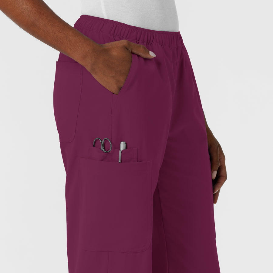 NURTUR Women's Straight Leg Cargo Scrub Pant Wine side detail 2