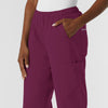 NURTUR Women's Straight Leg Cargo Scrub Pant Wine hemline detail