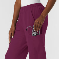 NURTUR Women's Straight Leg Cargo Scrub Pant Wine back detail
