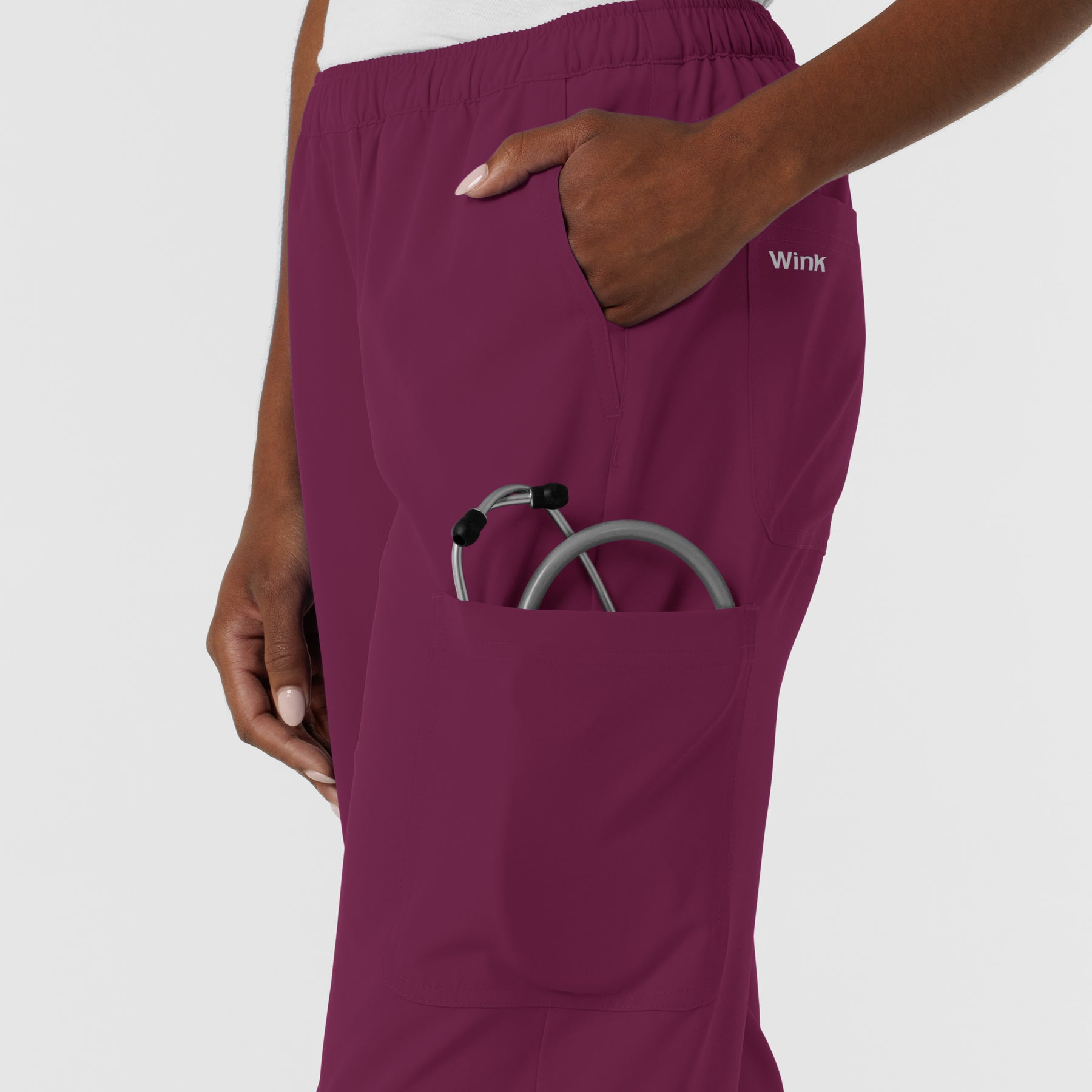 NURTUR Women's Straight Leg Cargo Scrub Pant - Wine