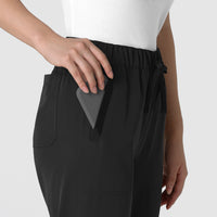 Nova Women's Stovepipe High-Low Hem Scrub Pant Black side detail 2