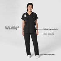 Nova Women's Stovepipe High-Low Hem Scrub Pant - Black detail image